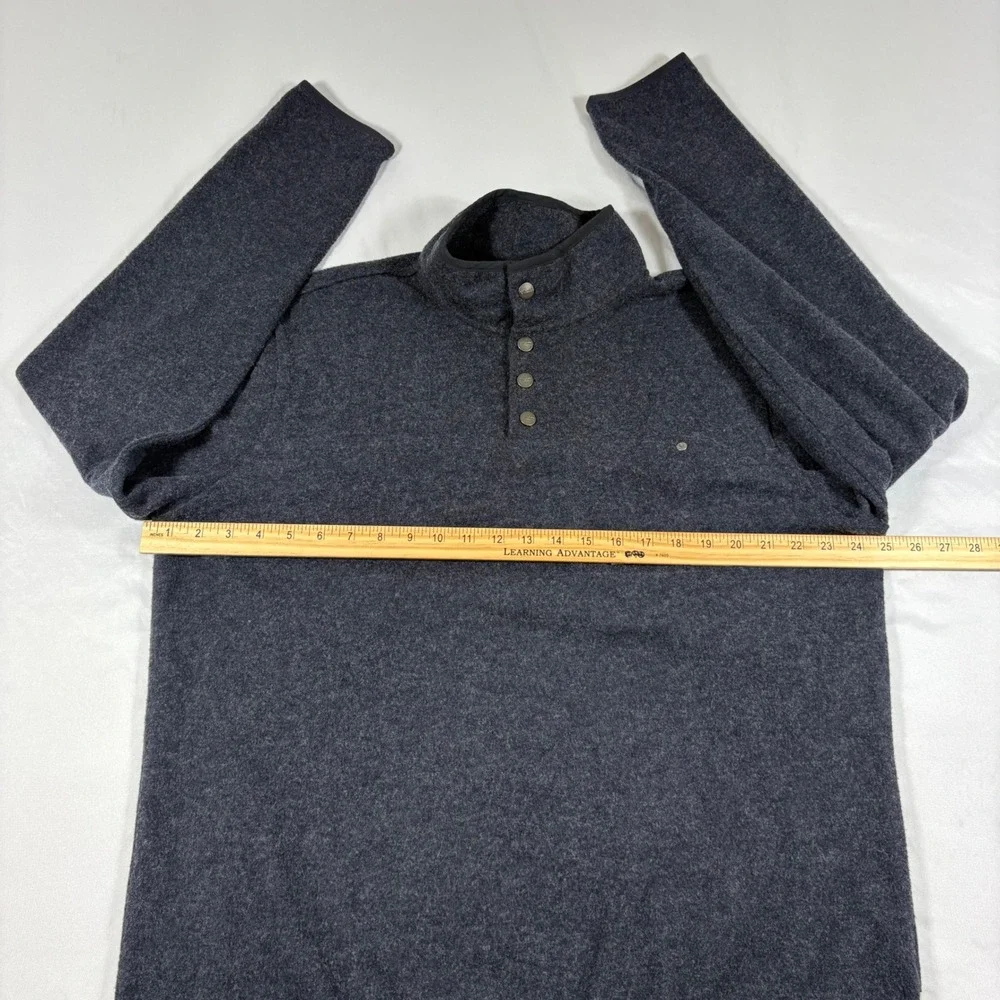 Vuori Men's XL Wool Blend Snap Mock Neck Snap Button Navy Blue Pullover Outdoor